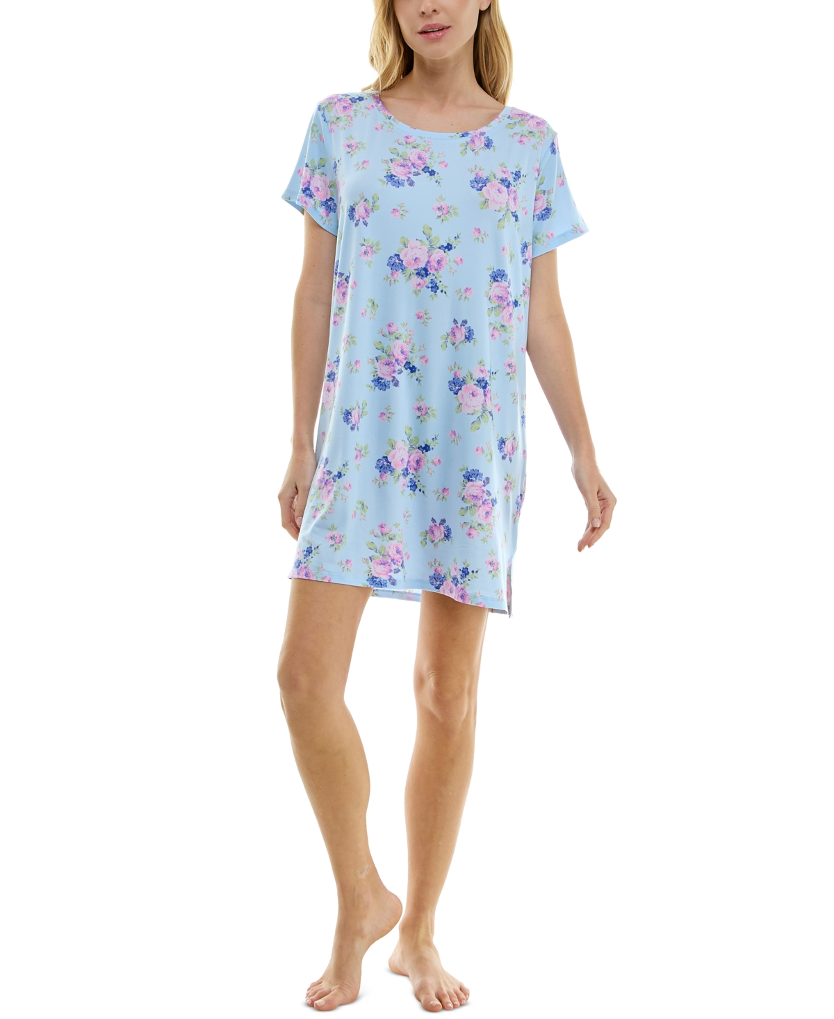 Shop Roudelain Women's Printed Short-sleeve Sleepshirt In Marlior Floral