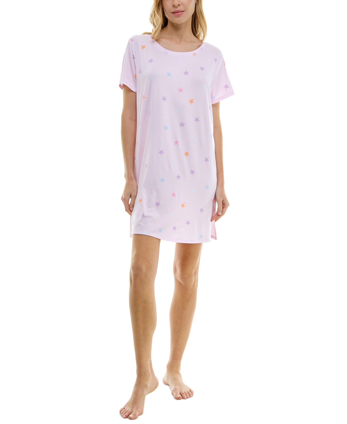 Women's Printed Short-Sleeve Sleepshirt - Abilli Stripe
