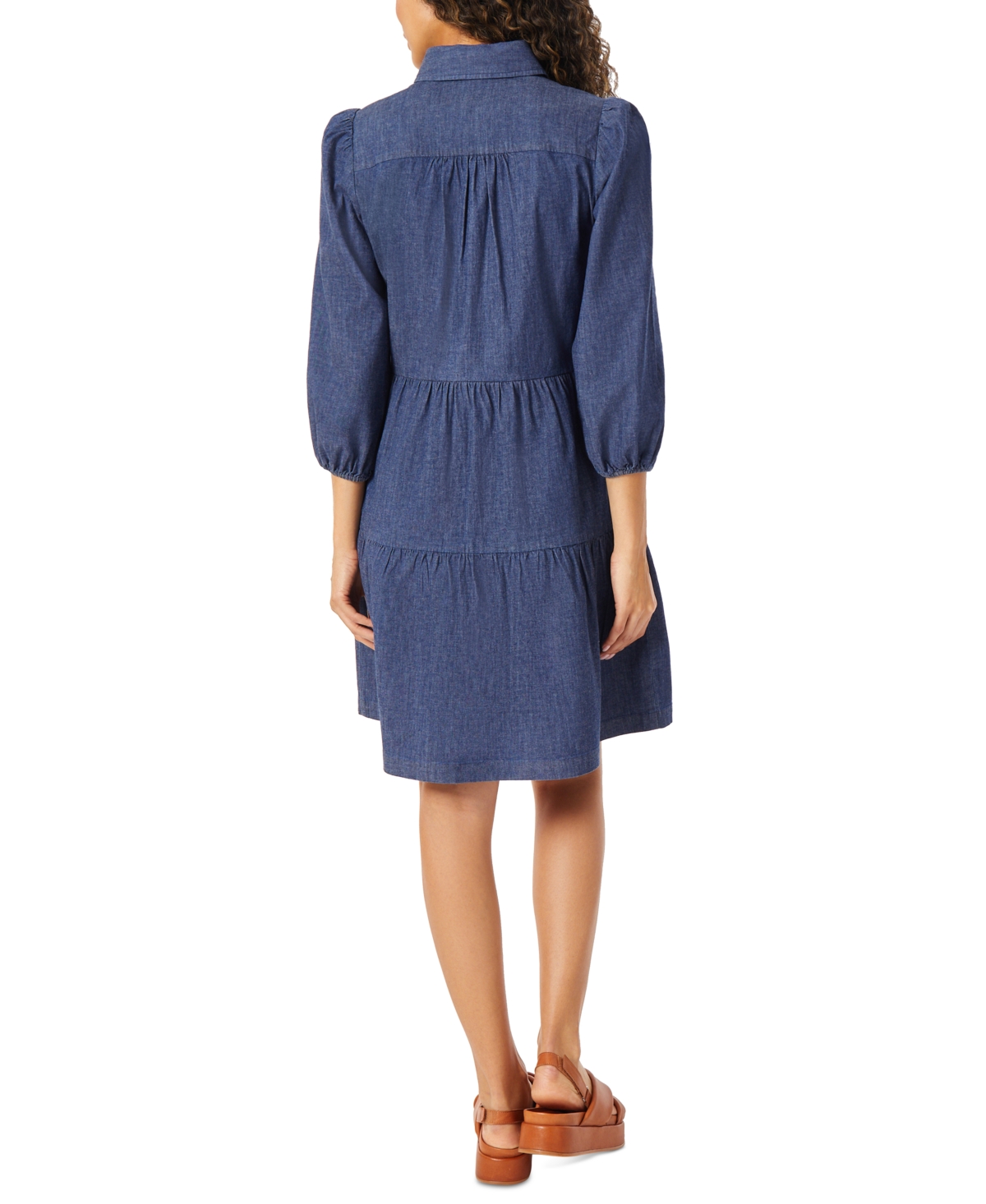 Shop Jones New York Women's Half-placket Tiered Short Dress In Indigo