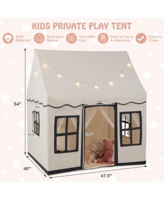 Kids Play Castle Tent Large Playhouse Toys Gifts with Star Lights Washable Mat