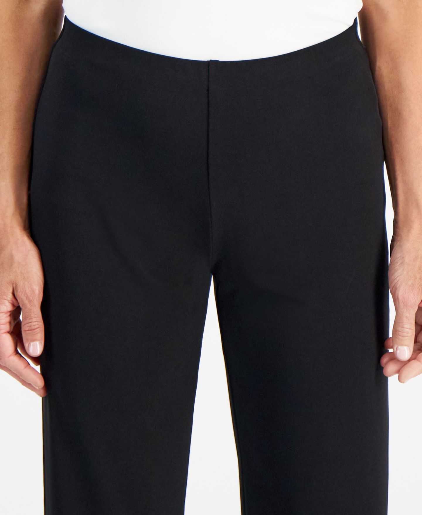 Женские брюки JM Collection Petites Knit Wide-Leg Pull-On Pants, Petite & Petite Short, цвет: Глубокий чёрный — фото 9