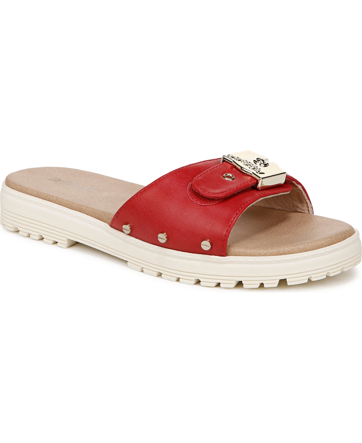 Shop Dr. Scholl's Women's Think Iconic Lug Sole Slides In Heritage Red Faux Leather