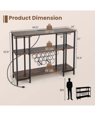 Cabinet Bar Table Rack Table for Drinks Glasses with Power Outlets