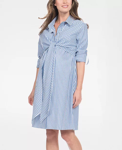 women's cotton and lyocell maternity and nursing shirt dress