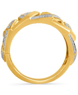 Men's Diamond Hexagon Link Inspired Ring (1/2 ct. t.w.) 18k Gold-Plated Sterling Silver