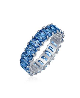 Art Deco Style CZ Cubic Zirconia Eternity Baguette Band Ring .925 Sterling Silver 4MM