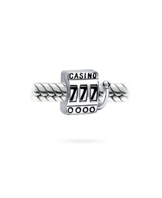 Las Vegas Lucky 777 Casino Slot Machine Charm Bead Oxidized Sterling Silver Fits European Bracelet