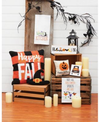 Jack O' Lantern "Happy Halloween" 8" x 8" Petite Accent Pillow