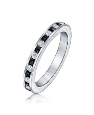 Cubic Zirconia Thin Stackable CZ Channel Set Eternity Band Ring .925 Sterling Silver 3MM