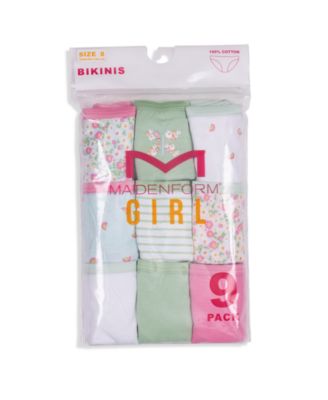 Little & Big Girls Sketchy Floral Bikini Underwear, Pack of 9