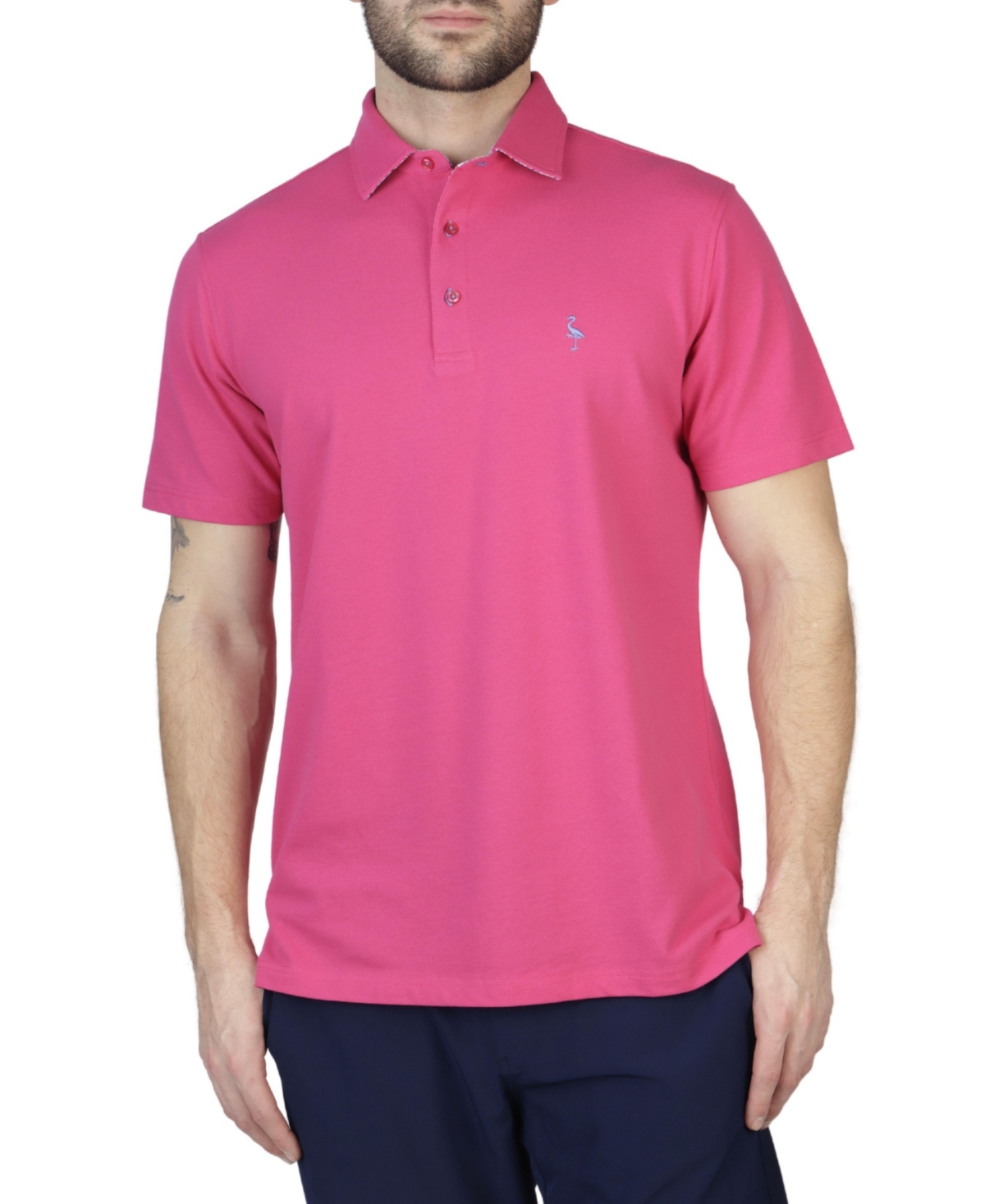 Tailorbyrd Men's Pique Polo Shirt with Multi Gingham Trim