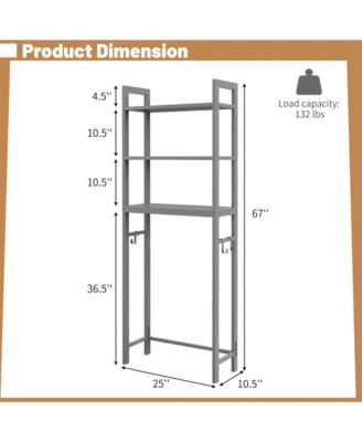 Over-The-Toilet Storage Shelf Space Saving Metal Bathroom Organizer Hooks