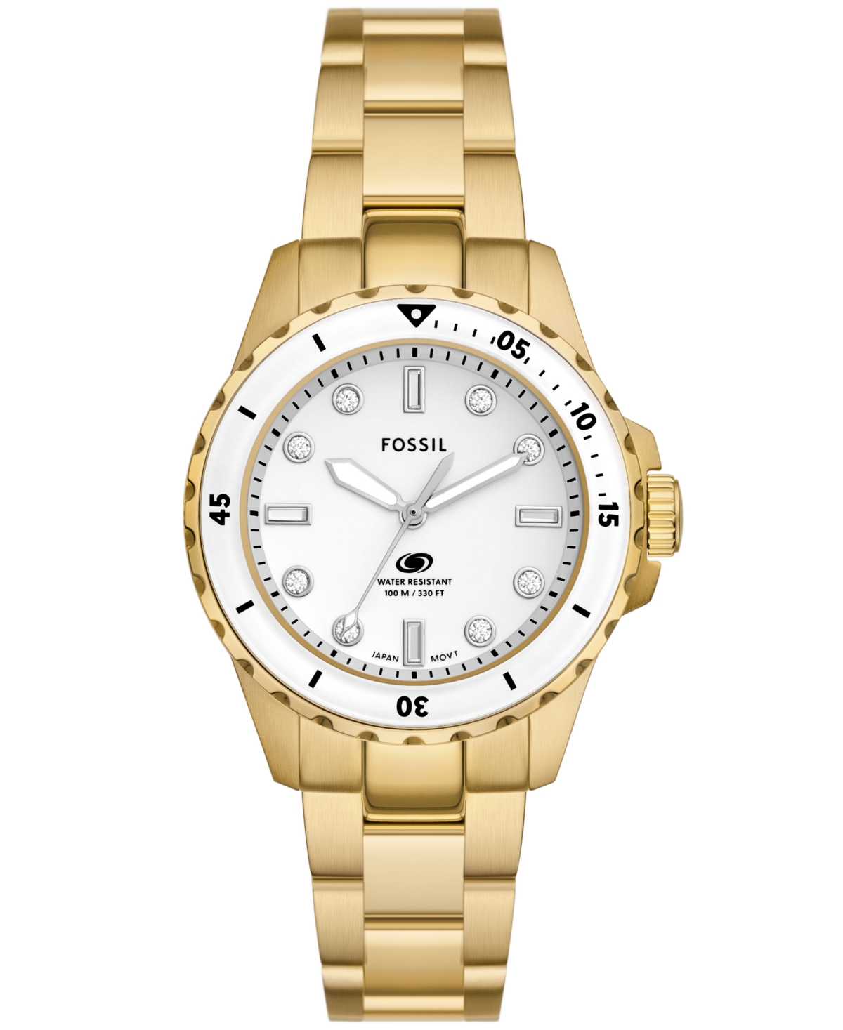 Women's Blue Dive Three-Hand Gold-Tone Stainless Steel Watch 36mm - Gold-Tone