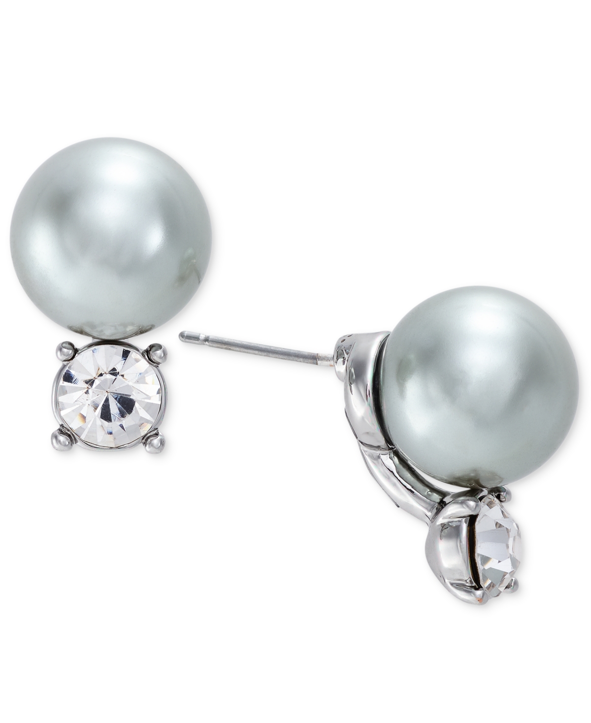 Silver-Tone Crystal & Color Imitation Pearl Stud Earrings, Created for Macy's - Multi