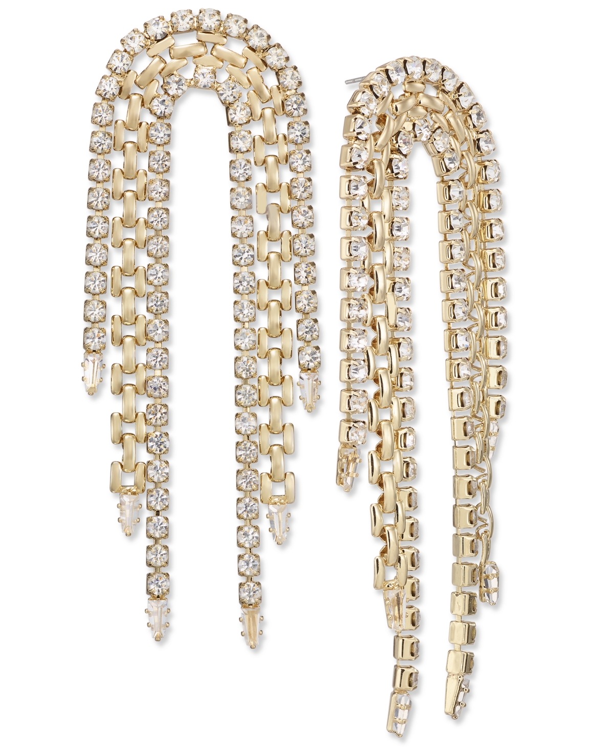 Shop Inc International Concepts Crystal & Chain Looped Statement Earrings, Created For Macy's In Gold