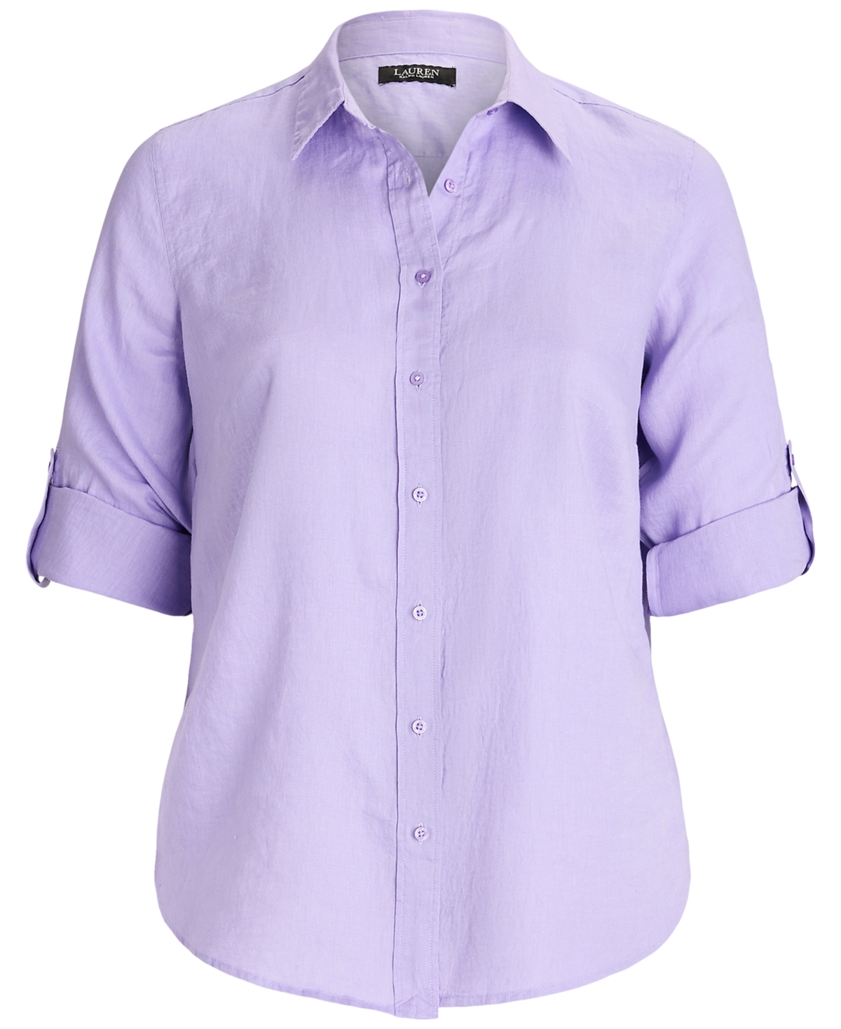 Lauren Ralph Lauren Plus Size Linen Roll-tab Shirt In Wild Lavender