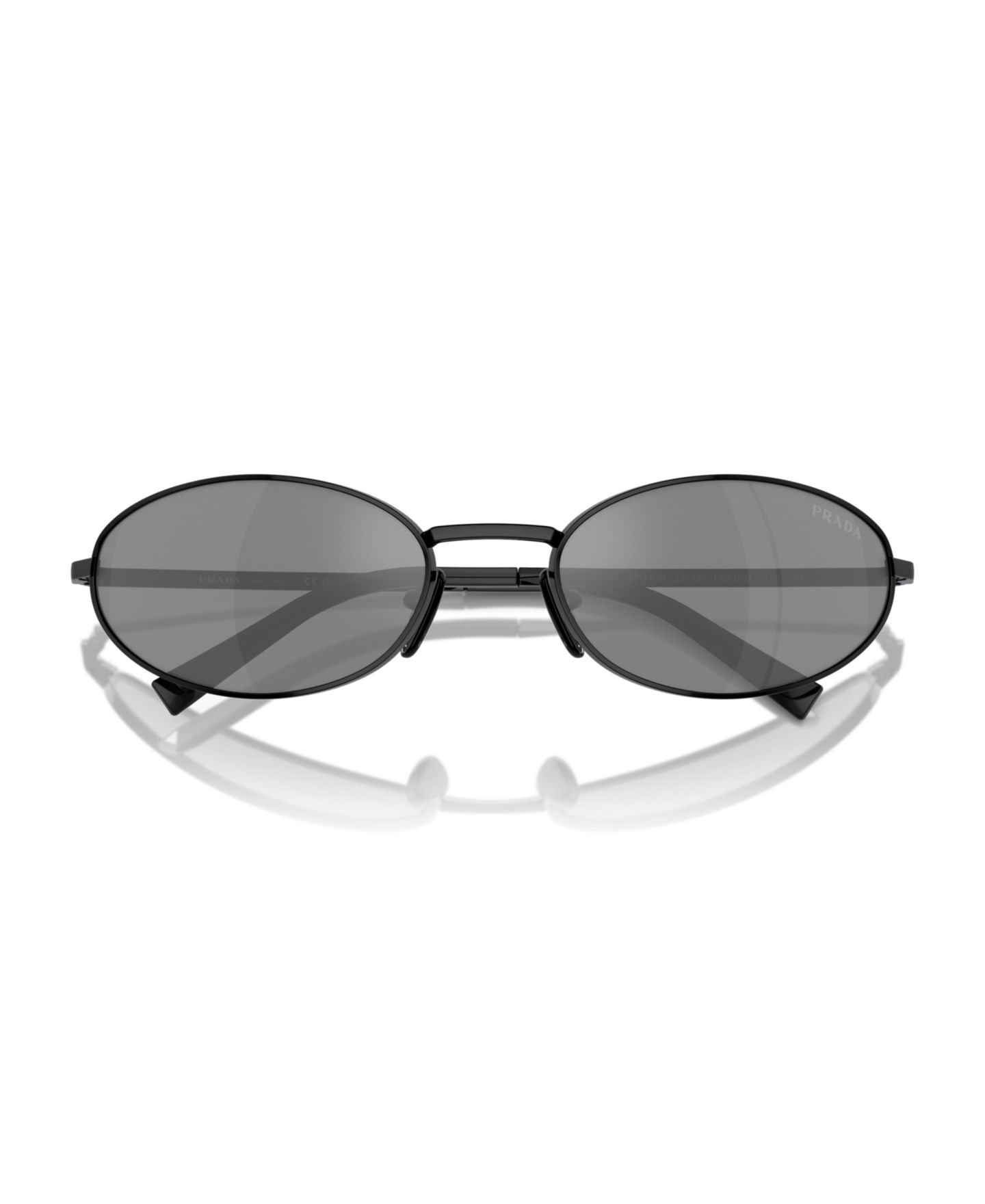 Женские солнцезащитные очки PRADA Signature Oval Sunglasses, PR A59S, цвет: Чёрный — фото 3