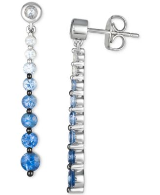Denim Ombr&eacute; (1 ct. t.w.) & White Sapphire (1/3 ct. t.w.) Linear Drop Earrings in 14k White Gold