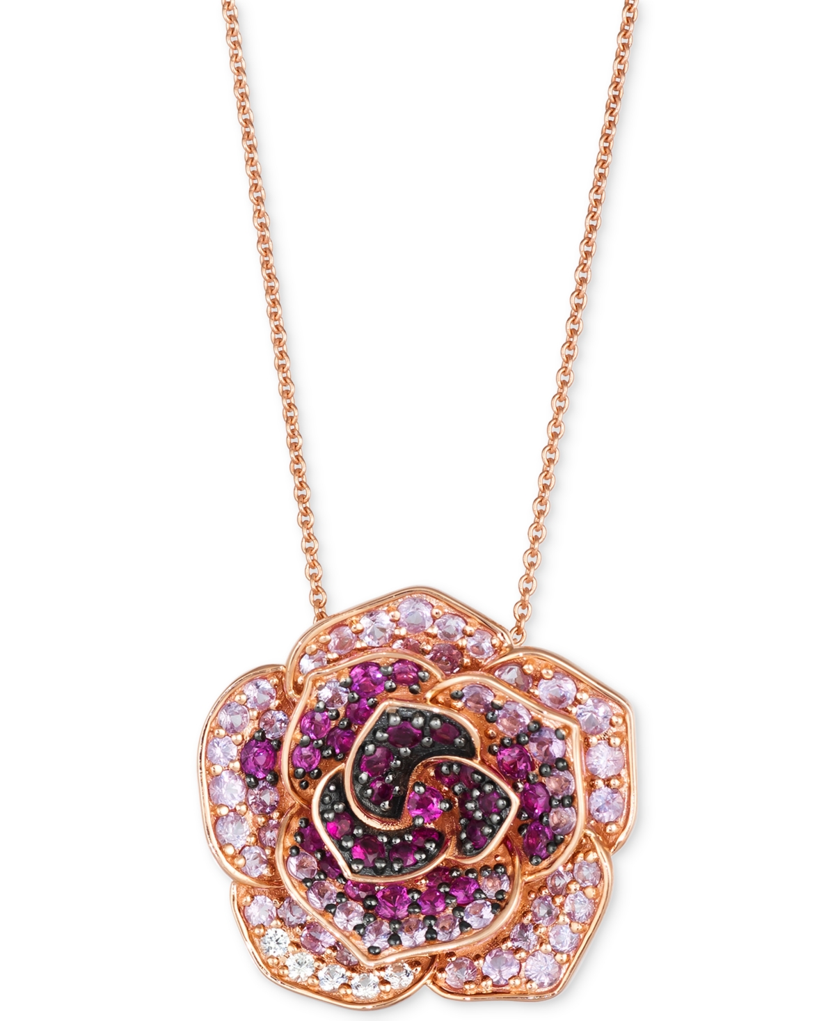 Le Vian Ombre Pink (1-5/8 Ct. T.w.) & White Sapphire (1/8 Ct. T.w.) Flower 20" Pendant Necklace In 14k Rose In No Color