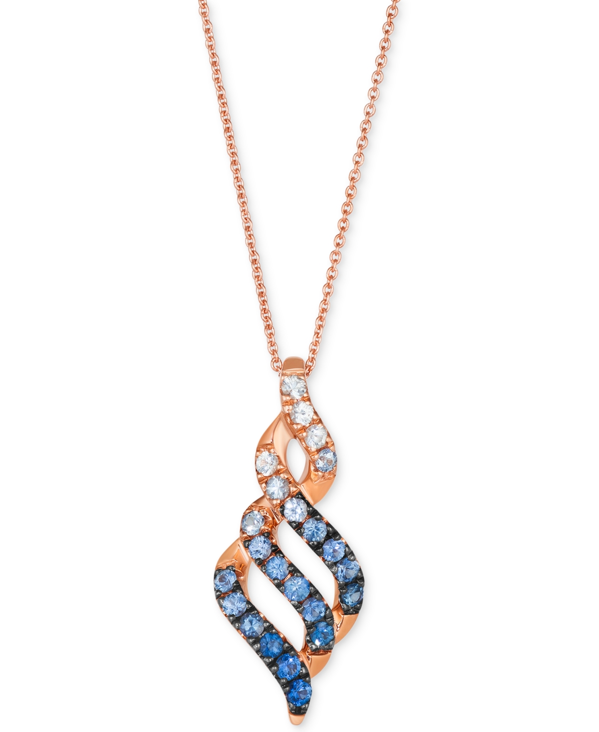 Le Vian Denim Ombre (3/4 Ct. T.w.) & White Sapphire (1/8 Ct. T.w.) Spiral 20" Pendant Necklace In 14k Rose G In No Color