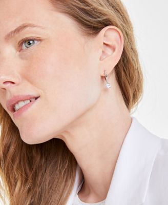 On 34th 2-Pc. Set Crystal Charm Hoop Earrings, Created for Macy's