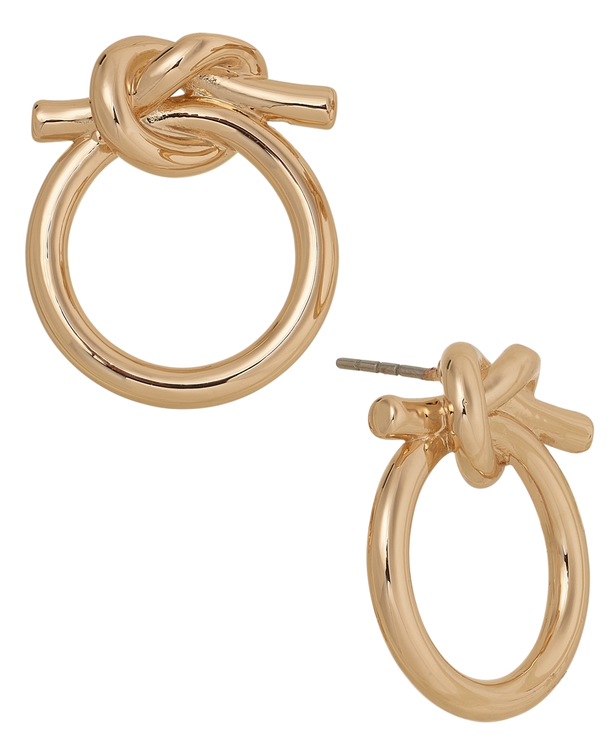 Gold-Tone Knotted Front-Facing Hoop Earrings, Created for Macy's - Gold