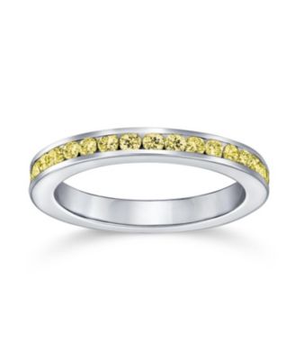 Cubic Zirconia Thin Stackable CZ Channel Set Eternity Band Ring Sterling Silver