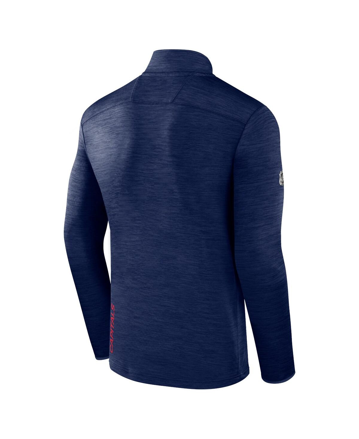 Shop Fanatics Men's  Heather Navy Washington Capitals Authentic Pro Quarter-zip Pullover Top