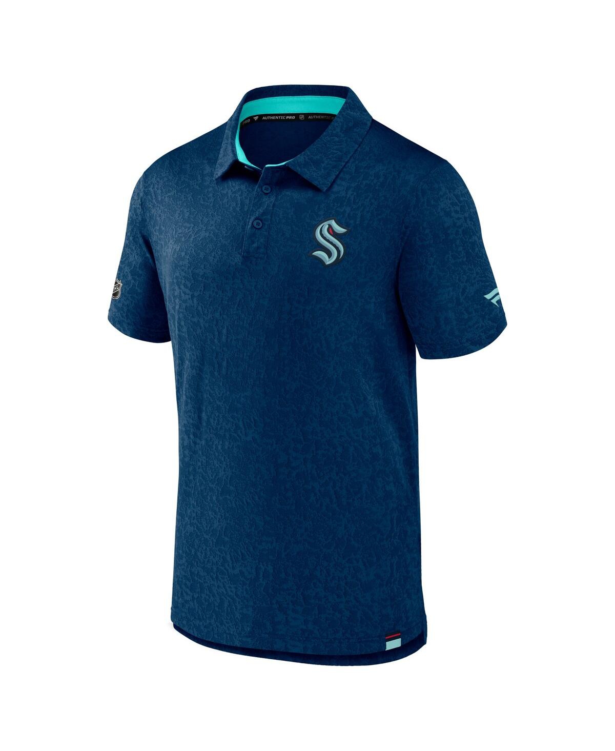 Men's FanaticsSeattle Kraken Authentic Pro Jacquard Polo Shirt - Deep Sea Blue