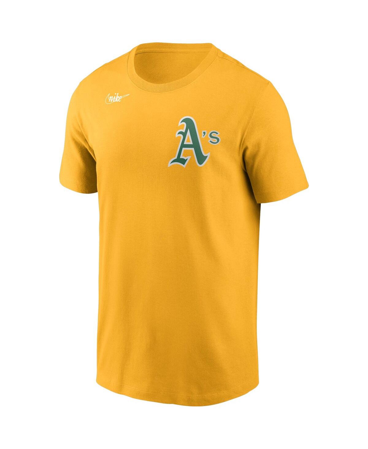 Shop Nike Men's  Reggie Jackson Gold Distressed Oakland Athletics Cooperstown Collection Name And Number T