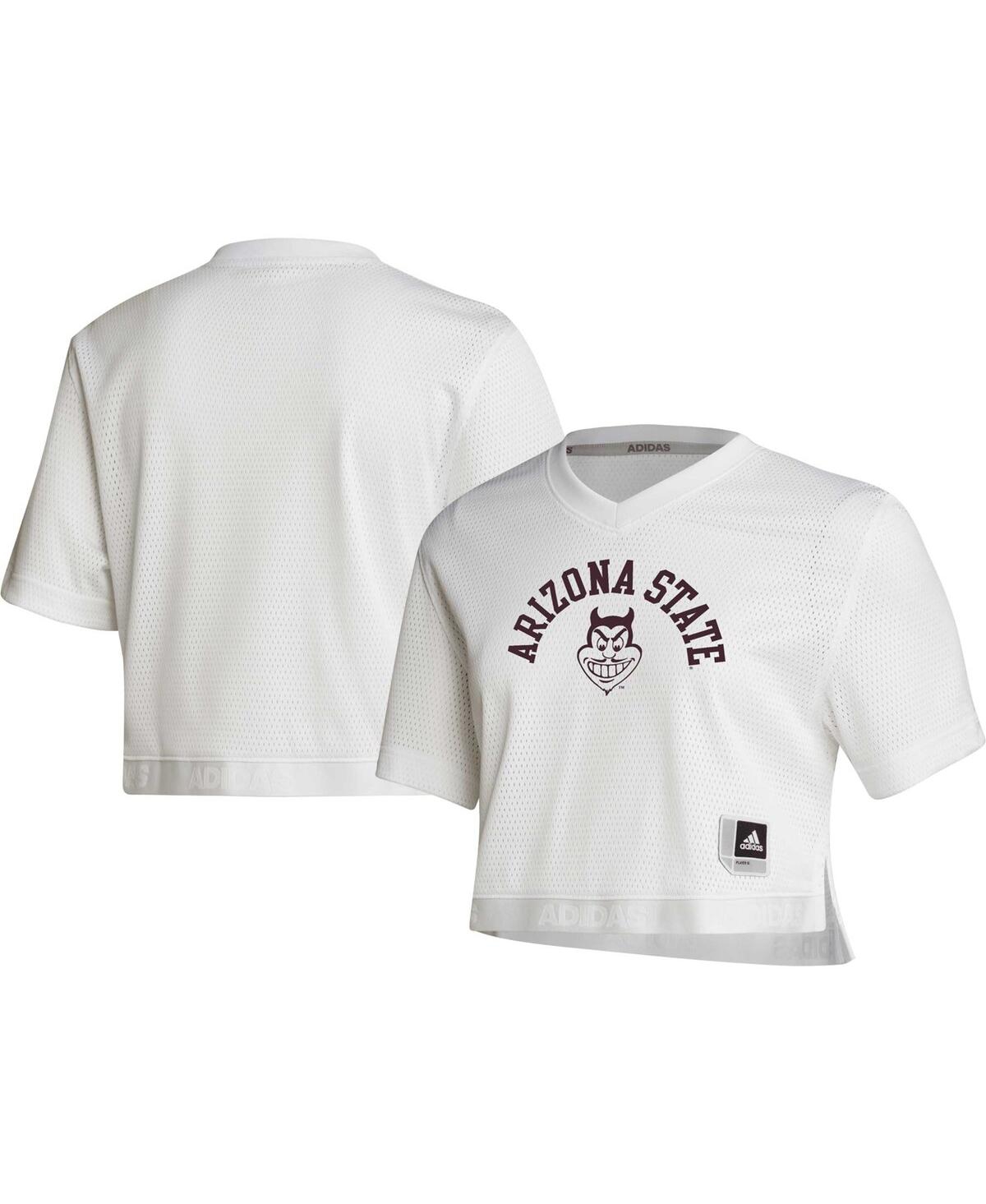 Women's adidasArizona State Sun Devils V-Neck Cropped Jersey - White