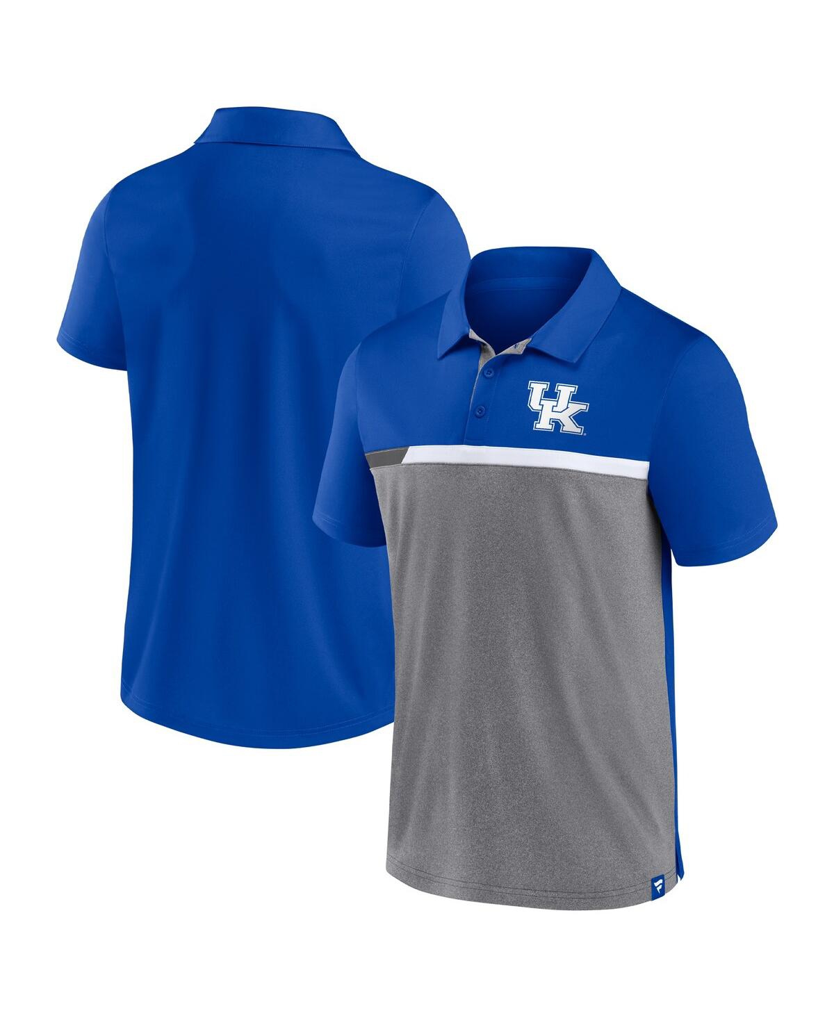 Shop Fanatics Men's  Royal, Heathered Gray Kentucky Wildcats Split Block Color Block Polo Shirt In Royal,heathered Gray