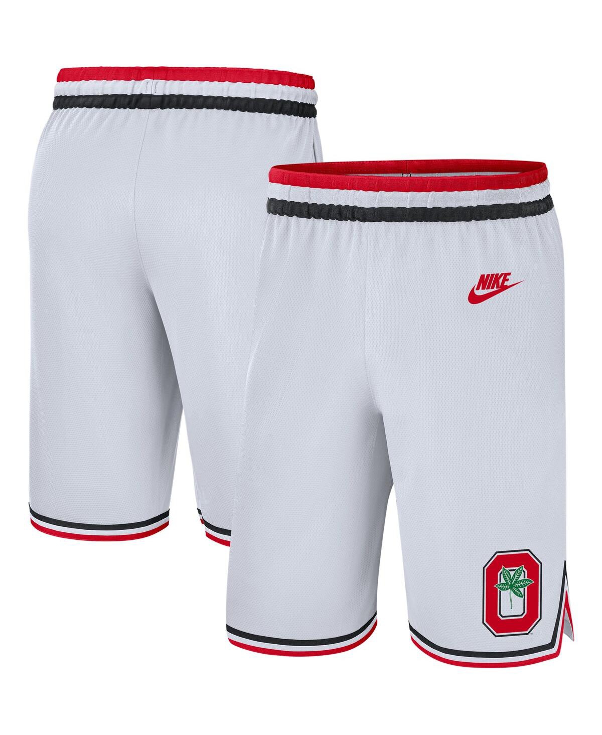 Shop Nike Men's  White Ohio State Buckeyes Retro Replica Performance Basketball Shorts