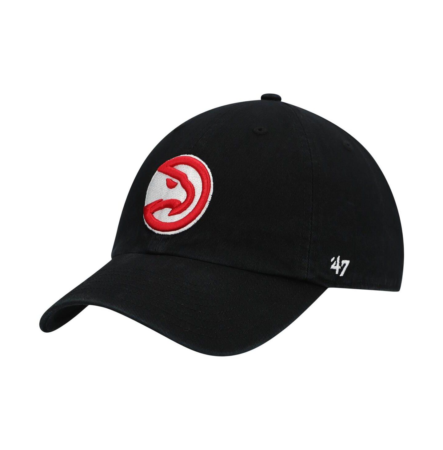 Мужская кепка '47 Brand Black Atlanta Hawks Team Clean Up Adjustable Hat — фото 1