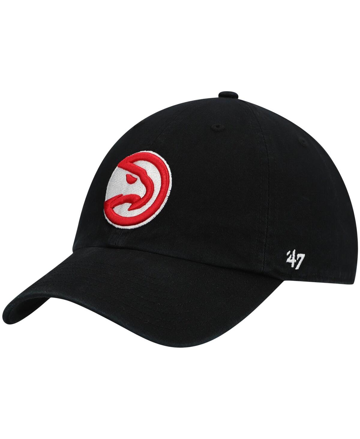 47 Brand Men's ' Black Atlanta Hawks Team Clean Up Adjustable Hat