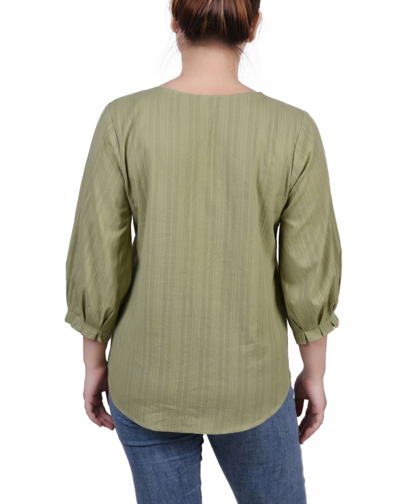 Женская блузка NY Collection 3/4 Sleeve Button Placket Jacquard, цвет: Шалфейный — фото 2