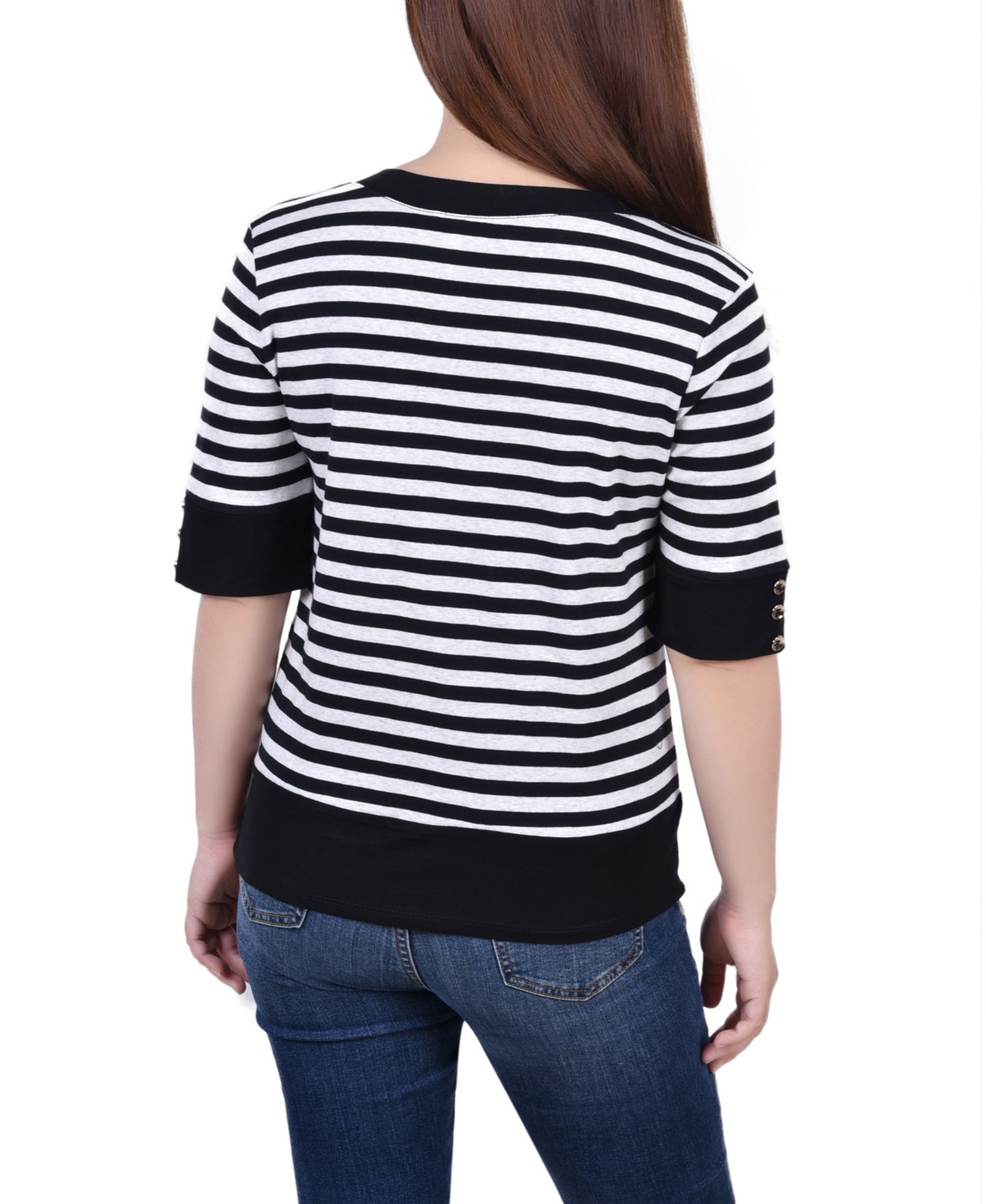 Женский топ NY Collection Elbow Sleeve, цвет: Серо-коричневый чёрный — фото 2