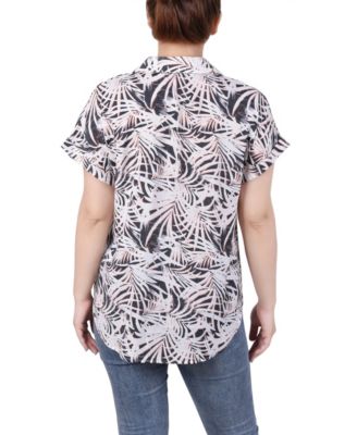 Women's Short Rolled Sleeve Button Front Blouse