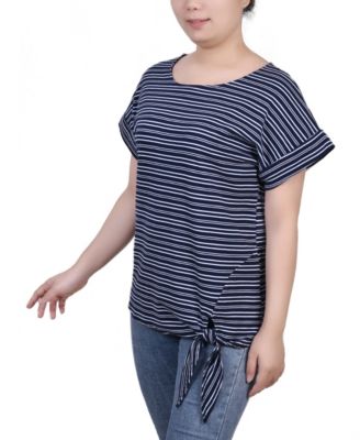 Women's Short Sleeve Tie Front Top