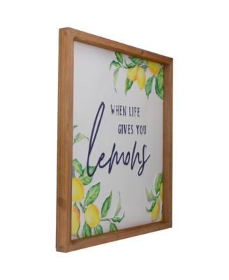 16" Wooden Framed "When Life Gives you Lemons" Metal Sign Spring Wall D&eacute;cor