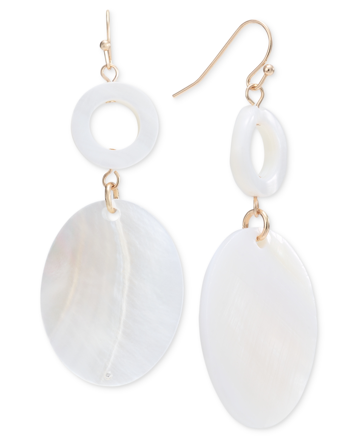 Shop Style & Co Gold-tone Rivershell Statement Earrings, Created For Macy's In White