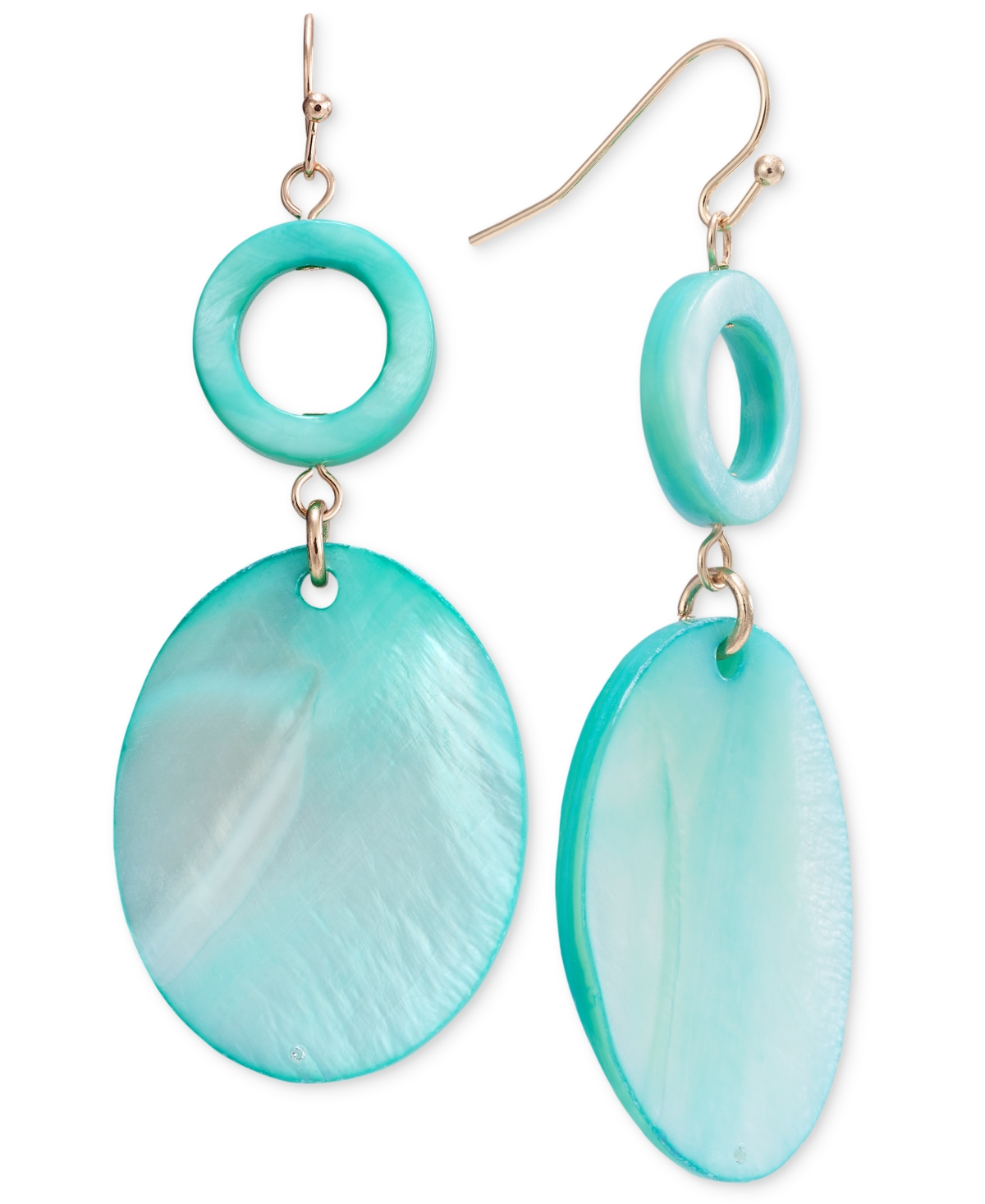 Shop Style & Co Gold-tone Rivershell Statement Earrings, Created For Macy's In Green