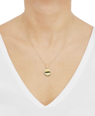 Diamond Mama Coin Pendant Necklace (1/10 ct. t.w.) in 14k Gold-Plated Sterling Silver, 16" + 2" extender