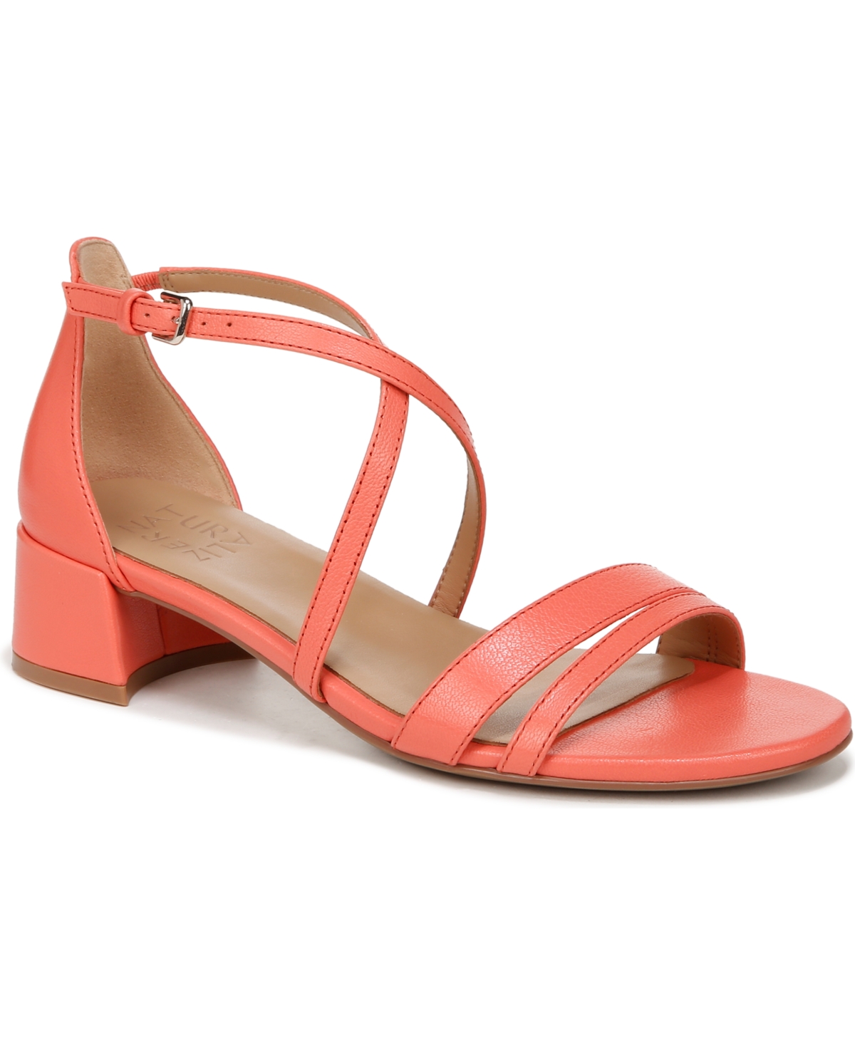 June Mid-Heel Dress Sandals - Apricot Blush Leather