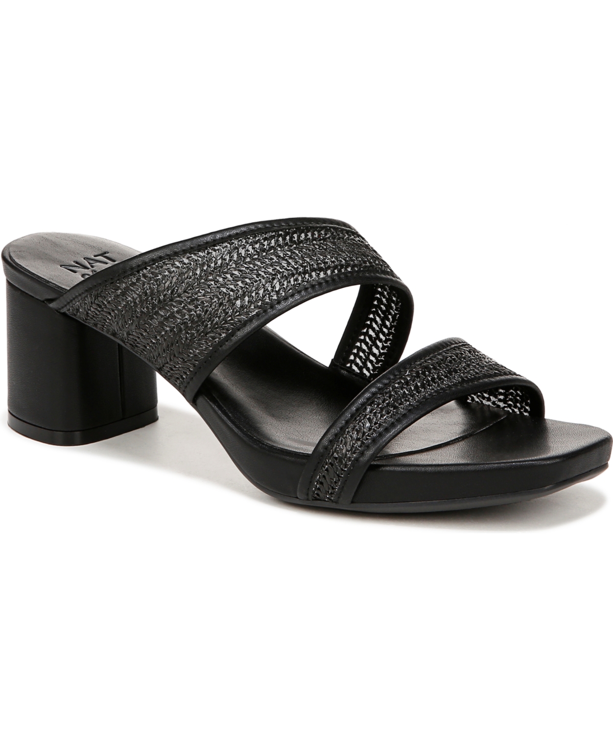 Inez 2 Mule Dress Sandals - Black Fabric/Faux Leather