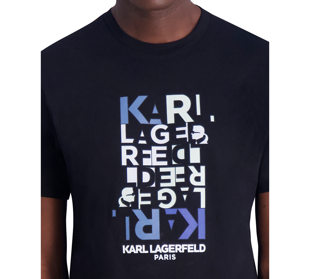 Shop Karl Lagerfeld Men's Broken Letters Logo T-shirt In Black
