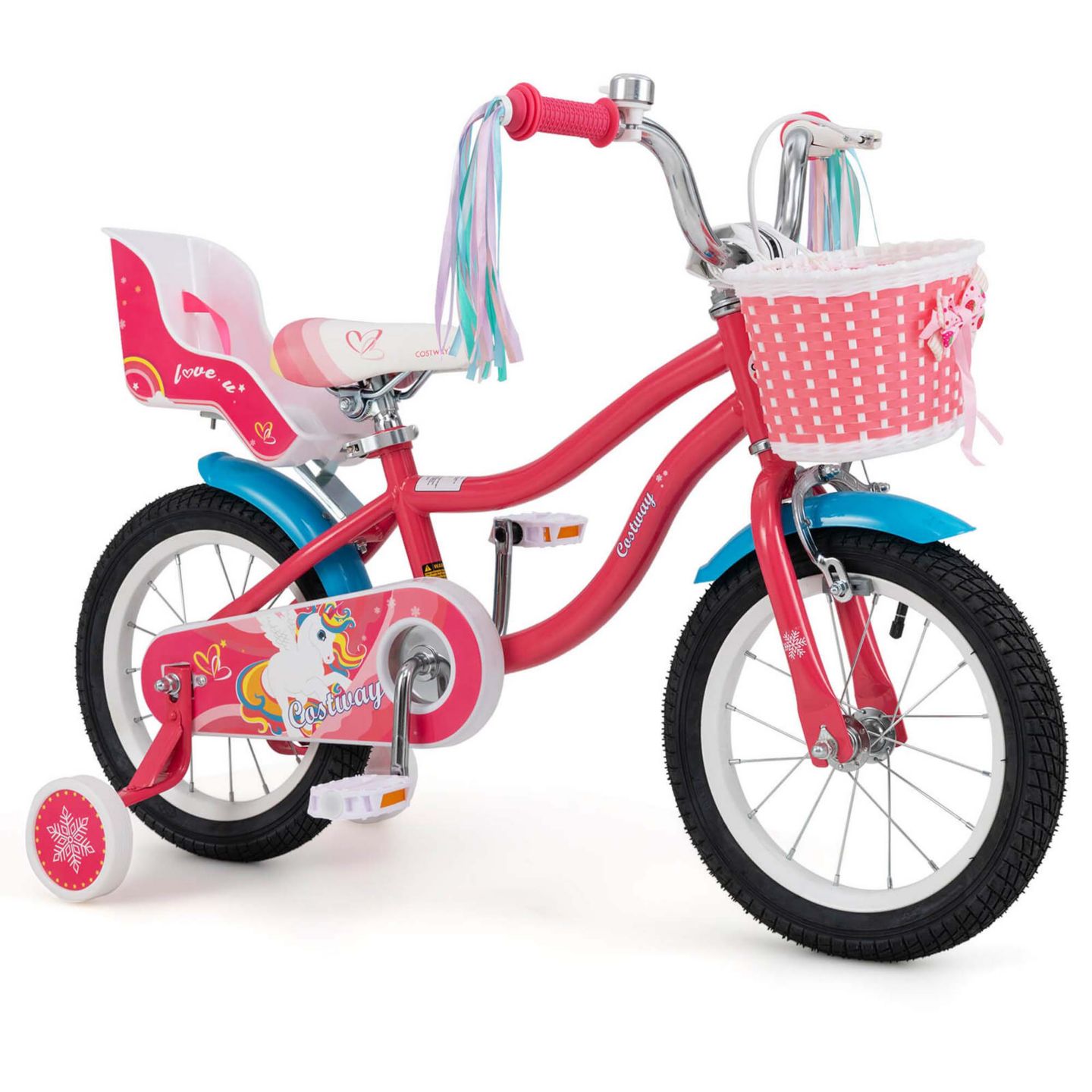 Детская игрушка Costway Brighter Youth I 18" Kids Bicycle with Training Wheels, 145-lb Capacity, Ages 4-8, цвет: Розовый — фото 1
