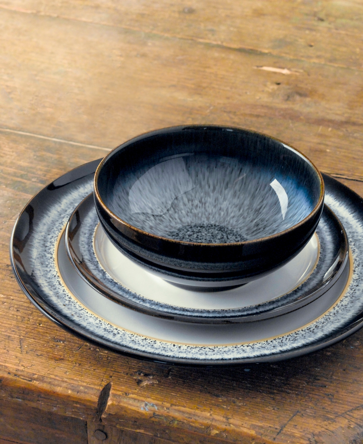 Denby Halo 16 Pc. Dinnerware Set, Service For 4 In Black,blue