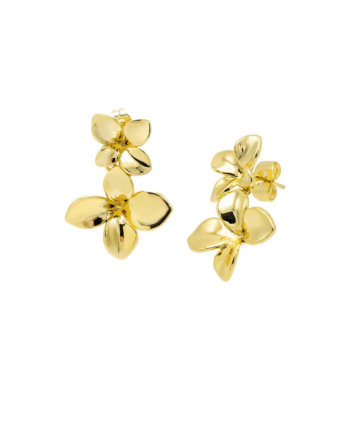 by Adina Eden Solid Graduated Double Flower Drop Stud Earring