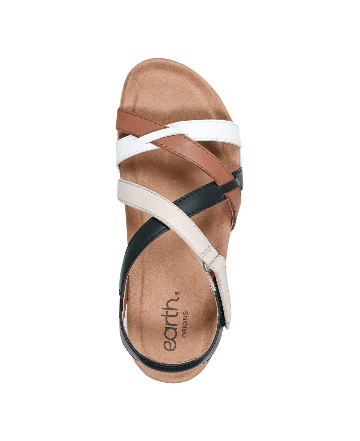 Женские сандалии Earth Sterling Strappy Flat Sport Sandals, цвет: Коньячный / Чёрный разноцветный кожаный — фото 4